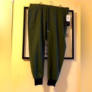Army green elastic waist joggers